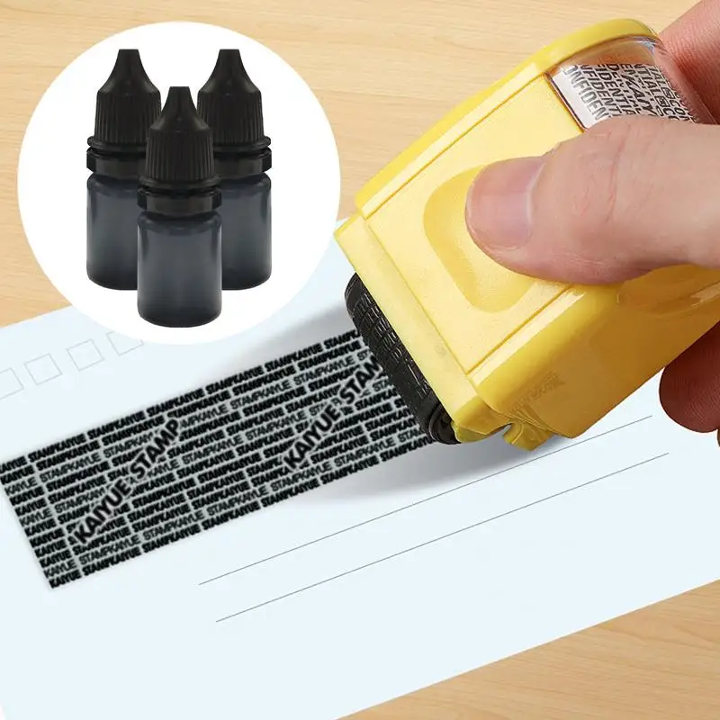 3 ขวด 10ml หมึกสีดําเติมพัสดุข้อมูลความเป็นส่วนตัวเครื่องกําจัด Anti-Theft ID Security แสตมป์ Messy รหัสซีลอุปกรณ์