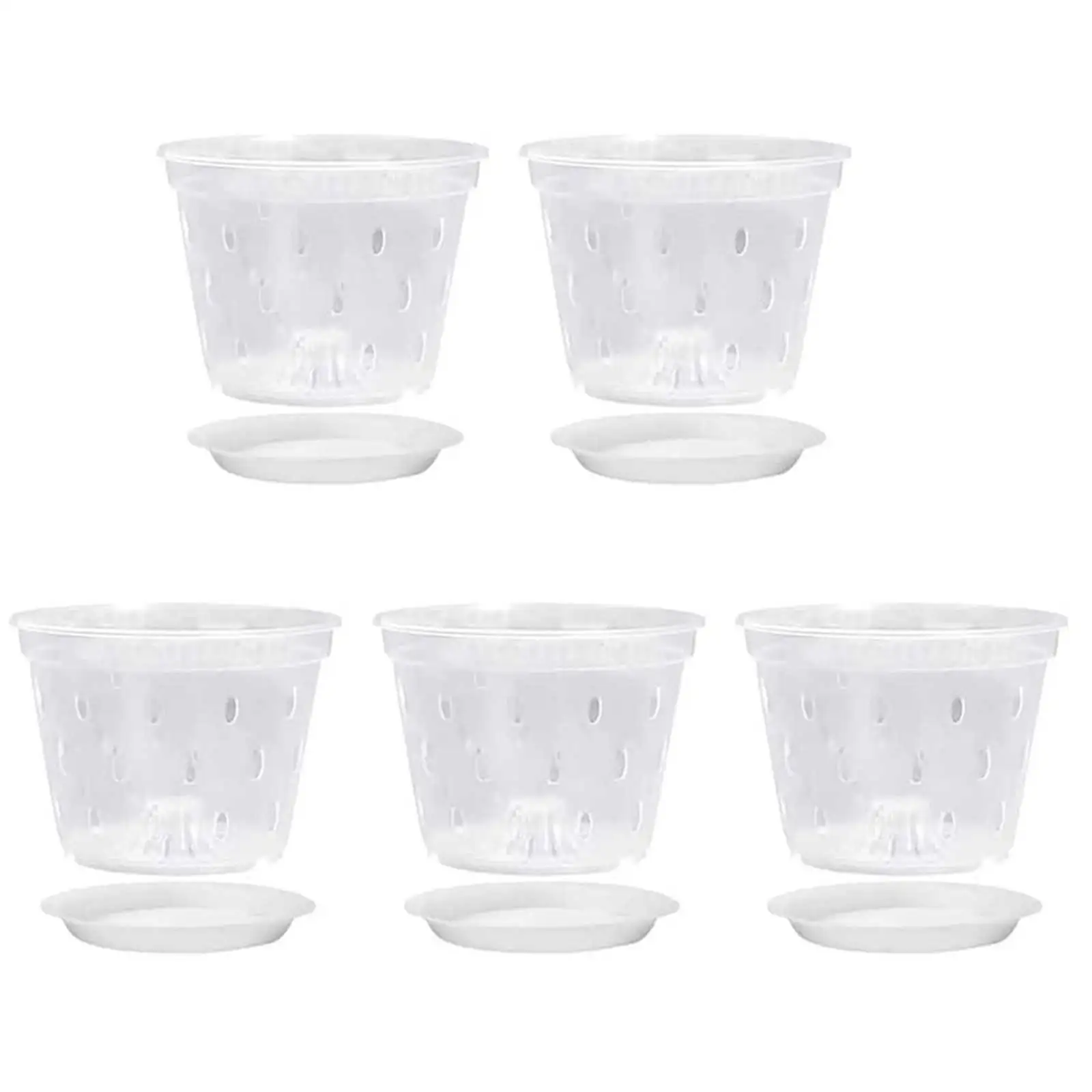 Long lasting and Practical 7 inch Plastic Orchid Pots with Improved Air Circulation and Root guiding Vents Pack of 5