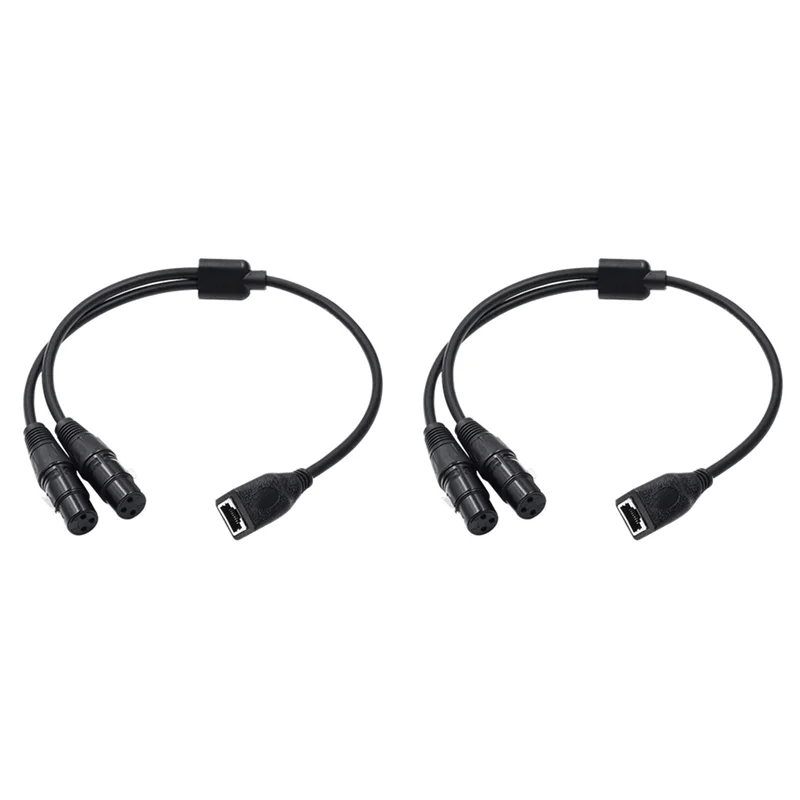 

AP-2Pcs Dual 3Pin XLR Female To RJ45 Adapter RJ45 To Dual XLR DMX Cable For DMX-CON Controller Series And Recording Studio