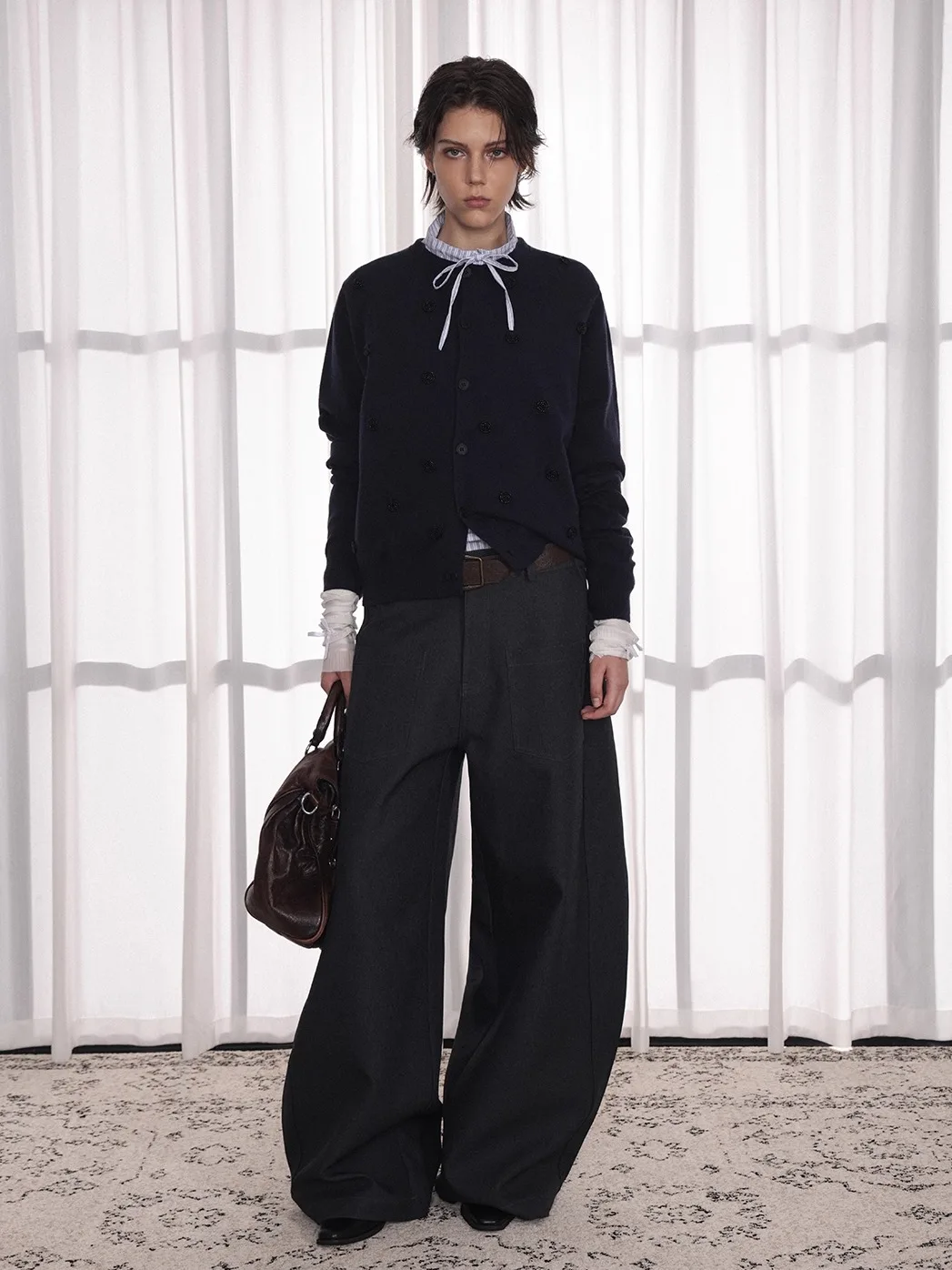 Ay suéter de punto de lunares Jaet ex Cleanfit diseño Top de moda calidez otoño v-ne largo Sve cárdigan con botones