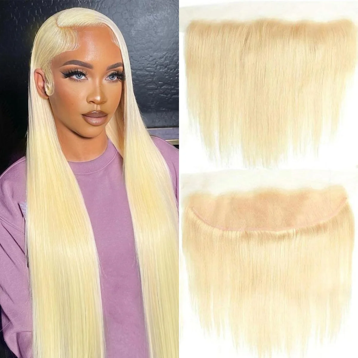 Brazilian Human Hair Bundles With Closure 613 Honey Blonde 13x4 Lace Closure Frontal Free Part 3 Bundles With Lace Closure HD