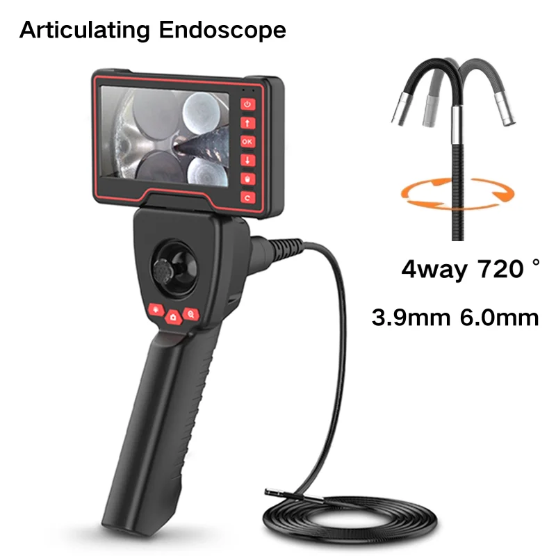 

Endoscope 720° 4Way Rotation HD 1080P Car Inspection Industrial Endoscope With 5'' IPS HD Disply And 6LEDs For Pipe Inspect