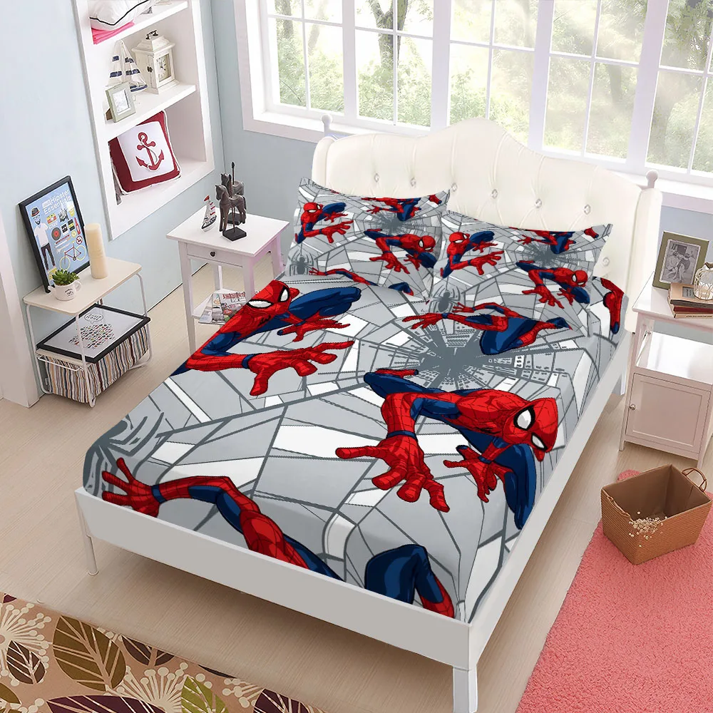 Juego de Sábanas Ajustables de Superhéroes para Niños con Fundas de Almohada
