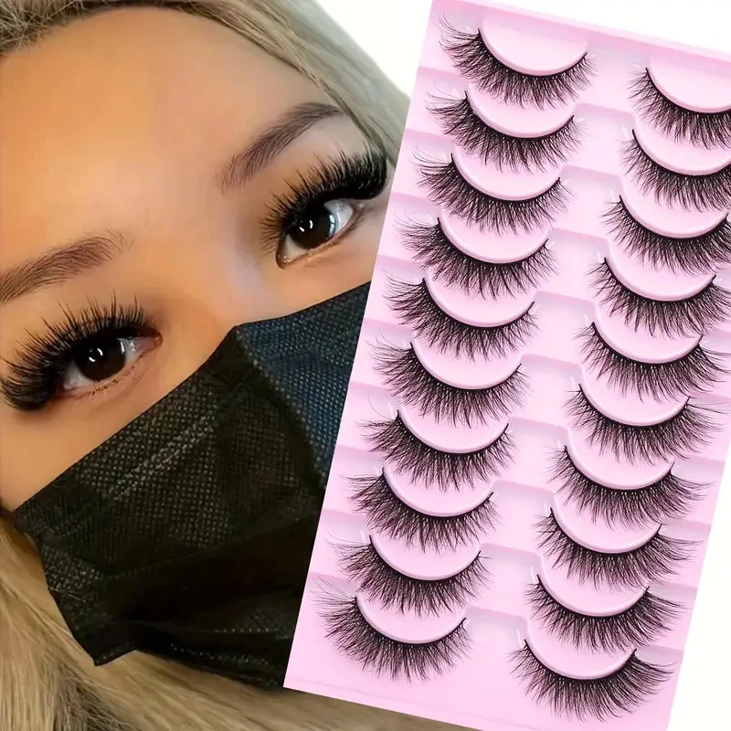 10 pairs of cat's eye 3D faux mink false eyelashes - Anti-allergy, full cat's eye style, can enhance eye length #1