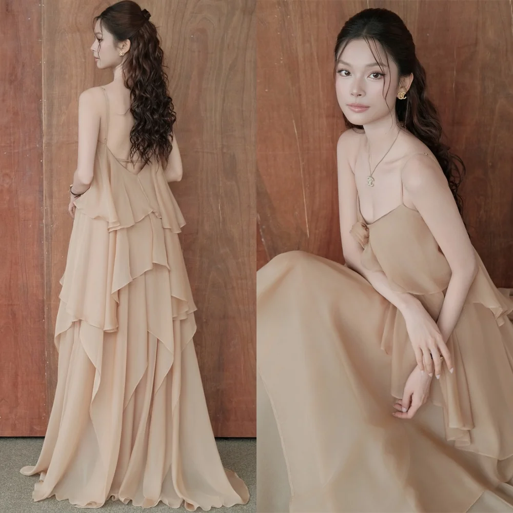 

Мягкое шифоновое вечернее платье по индивидуальному заказу, темпераментное платье на тонких бретельках, платья для выпускного вечера, элегантные платья для особых случаев