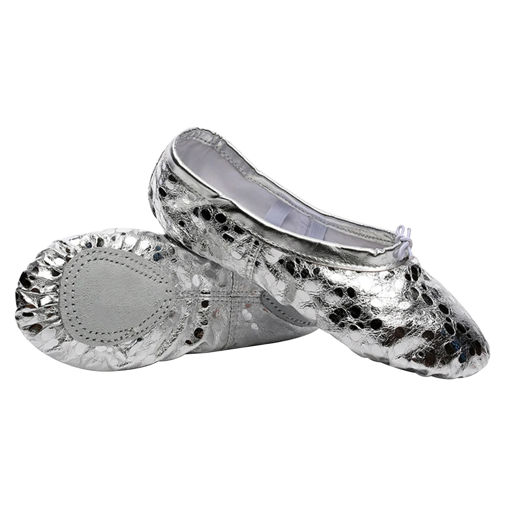 

Children Ballet Dance Shoes Kids Yoga Slippers PU Non Slip Suede Sole Stretch Belt Bright Performance Daily