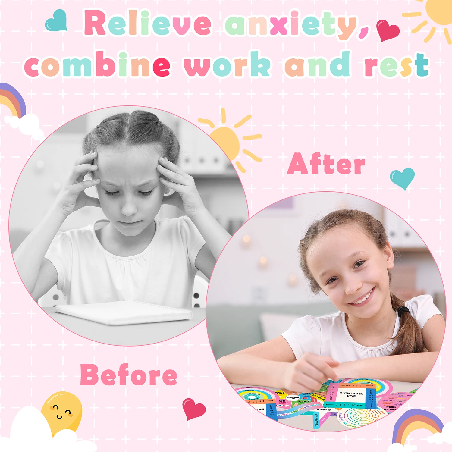 48PCS Textured Anxiety Sensory Stickers Calm Strips For Anxiety Sensory Sticker Breath Calm Mindfulness Anti Stress Stickers