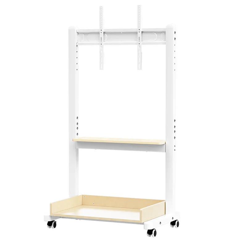Soporte de TV de madera maciza, polea móvil, estante de suelo, colgador de muebles, estante para arte, universal de 55/65/75/85 pulgadas