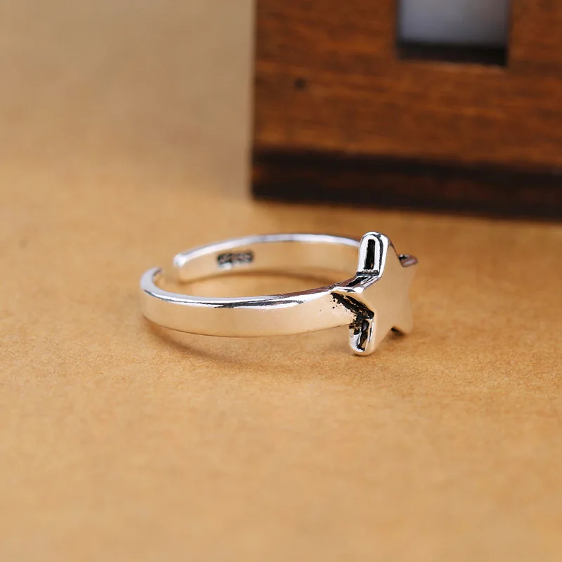 Women's 925 Sterling Silver Star Ring, Luxury Jewelry Gift