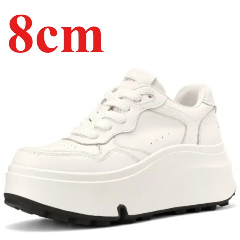 

Outdoor Commuting High Street Board Shoes for Women's 8cm Platform Shoes Thick Soled Height Increasing Casual Sports White Shoes