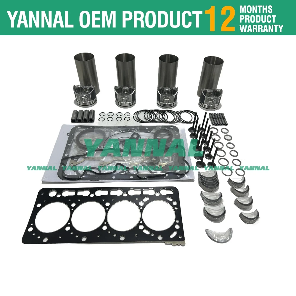 New Overhaul Rebuild Kit For Kubota V3600 V3600-E V3600DI-T with valve Full gasket