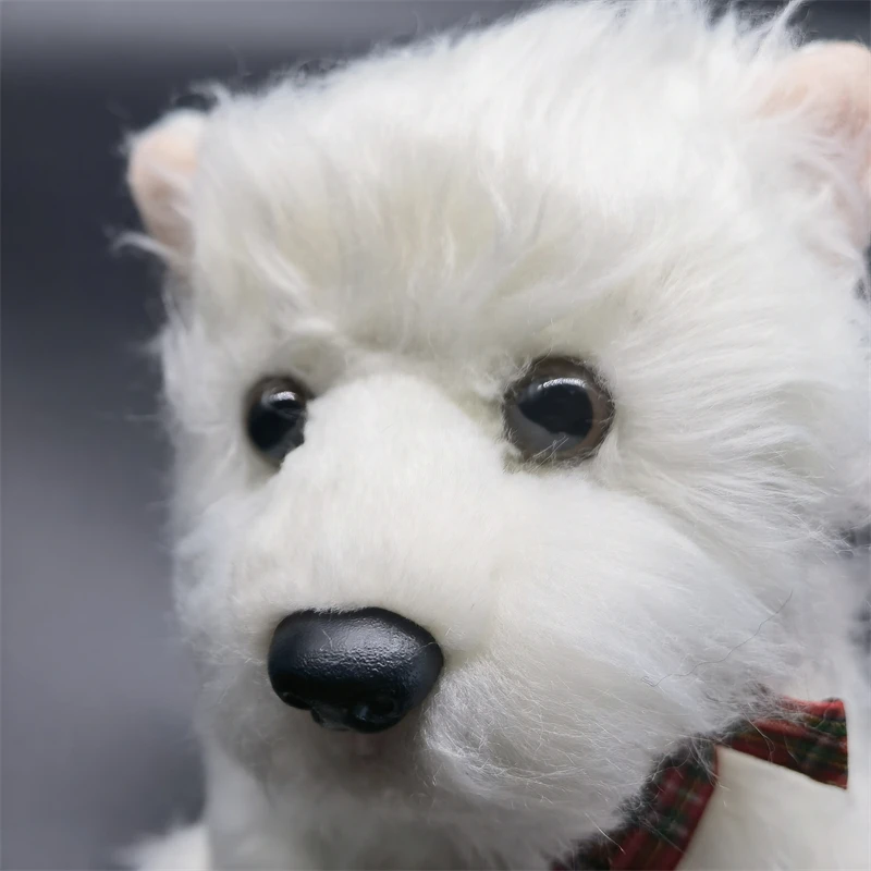 West Highland Terrier High Fidelity Plushie White Dog Plush Toys Lifelike Animals Simulation Stuffed Doll Kawai Toy For Kids