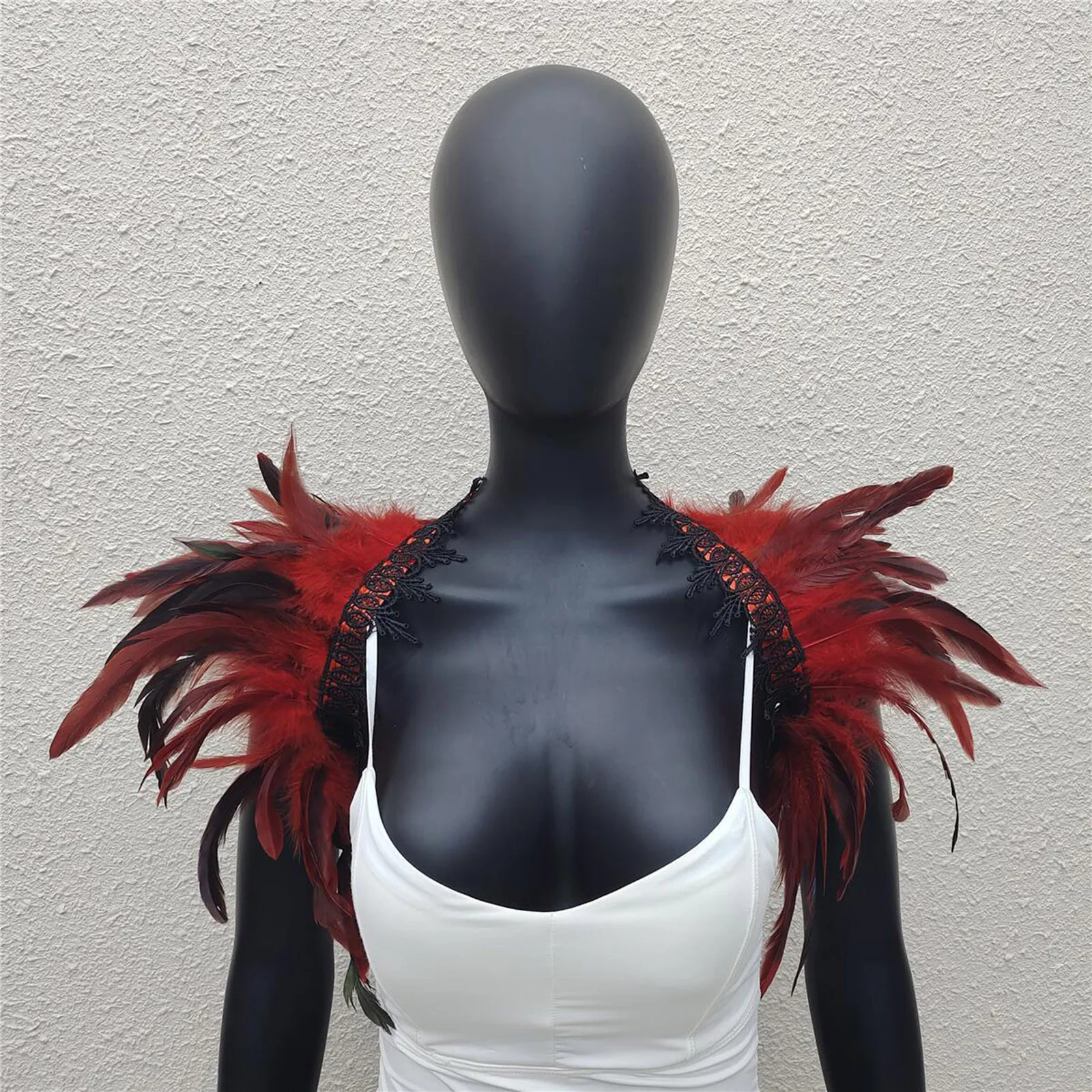 Feather Shawl Cosplay Feather Shrug Shawl Soft Lace Shoulder Wrap Cape for Stage Performance Party Costume Adjustable Body Decor