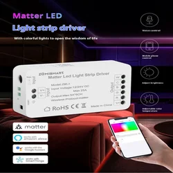 Led Strip Light Controller Zemismart Matter Over WiFi RGBCW Smart Led Driver Support Smartthings Alexa Google Home App Control