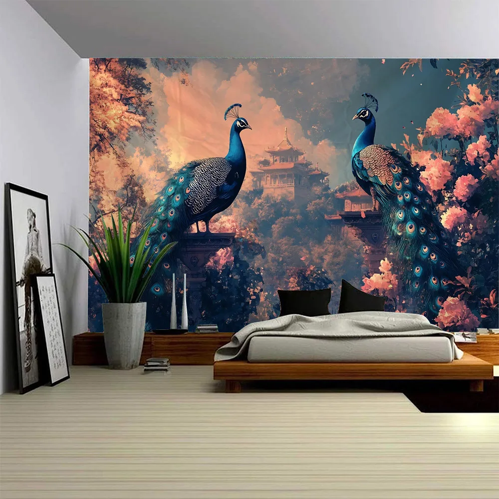 

Flying Eagle tapestry hippie peacock flamingo owl wall hanging bohemian aesthetic room art decoration animal background cloth