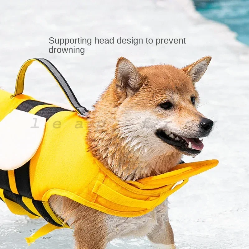 Dog Life Jacket for Swimming Adjustable Buoyancy Swim Vest for Bichon, Corgi, Golden Retriever Large Breed Dogs view 2