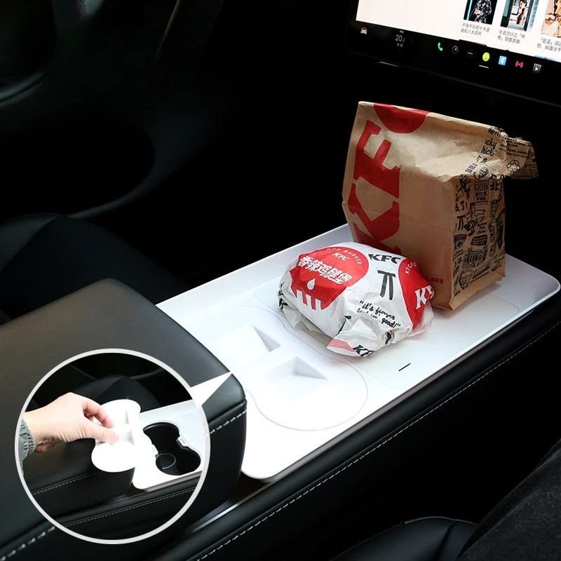 Central Control Dining Table for Tesla Model 3 Y Car Mounted Small Tray Board Food Drink Holder Interior Accessories 2021-2024