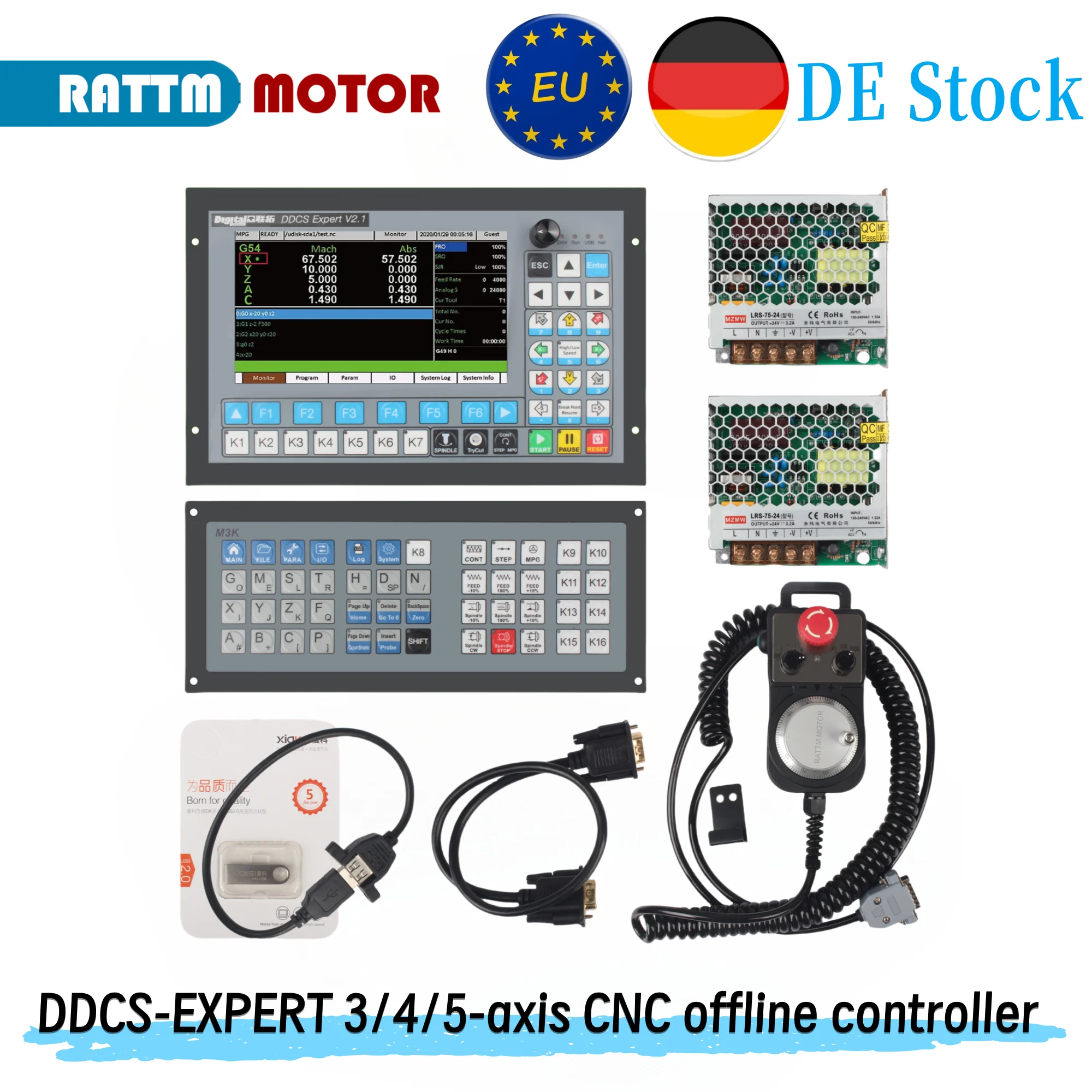 【EU-Lagerbestand】DDCS-EXPERT 3/4/5-Achsen-CNC-Offline-Controller unterstützt Closed-Loop-Schrittmotor/ATC, ersetzt DDCSV 3.1 Stand alone