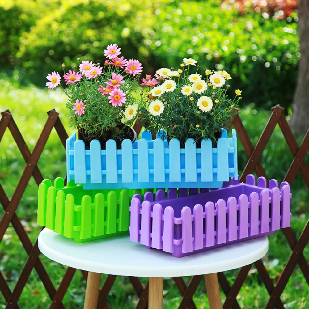Portable Rectangular Flower Pots Strip Plastic Fence Basin Handmade Large Thickened Garden Fence Home