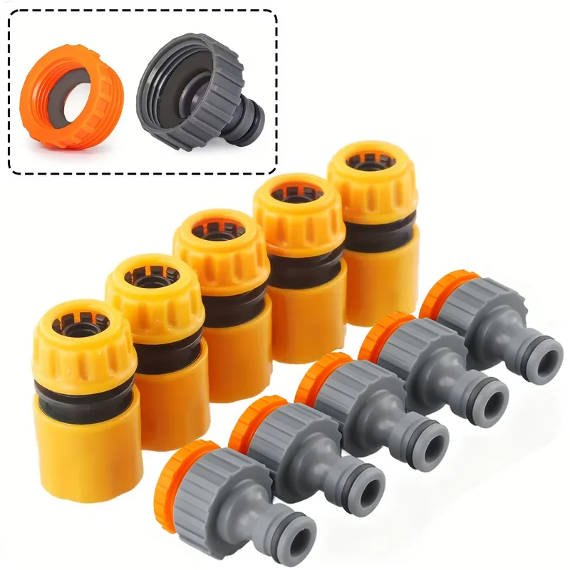 6/10-Piece Hose Quick Connector Kit | 3/4'' & 1/2'' | Threaded Faucet Adapters | Car Wash & Garden Watering