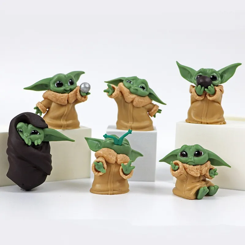 6 ชิ้น/เซ็ต Disney Anime ของเล่น Master Baby Yoda Darth Action Figure Collection Kawaii Mini Handmade สําหรับเด็ก Xmas ของขวัญ