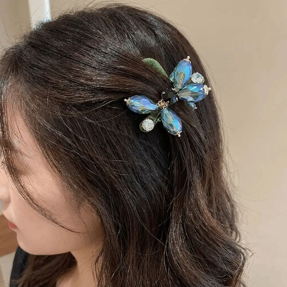 

Fashion Alloy Bow Hair Claw Exquisite Luxury Forehead Bangs Clip Effortless Colorful Crystal Non-slip Jaw Clip Half Updo