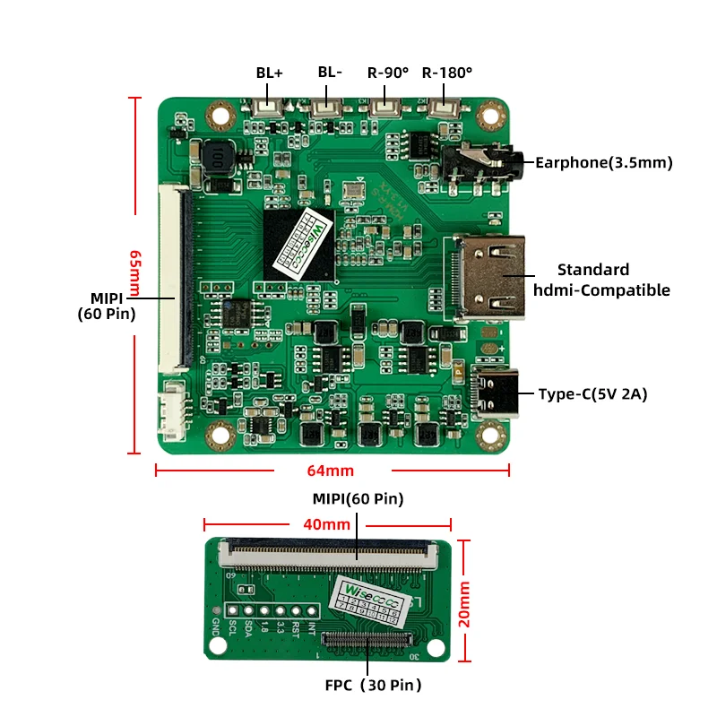 Imagem -03 - Wisecoco-display Lcd para Tela Raspberry pi Macos tv Boxes Ps5 Game Box Orange pi Câmera pc Mipi 60pins 2k 63 Polegadas 2560x1440