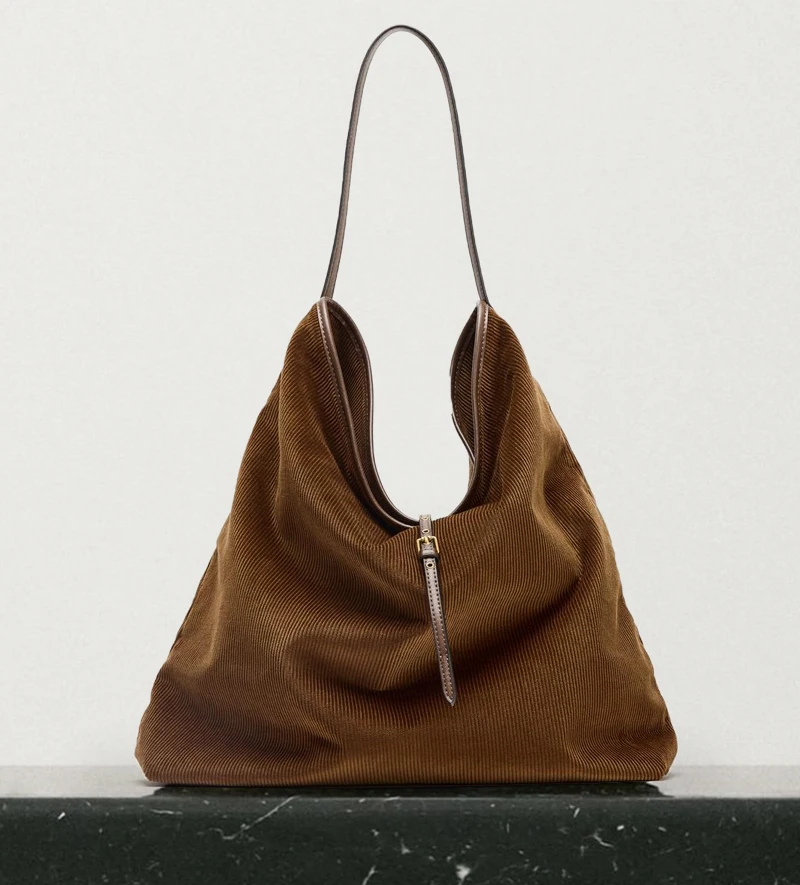 

Вельветовые сумки-тоут большой емкости для женщин, роскошные дизайнерские сумки и кошелек, новинка 2023 года, с пряжкой на ремне, подмышками, для покупок на плечо