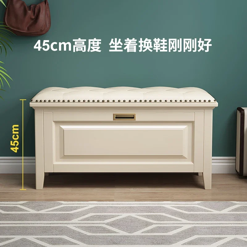 Simple American home entrance can be seated, shoe cabinet and stool are integrated
