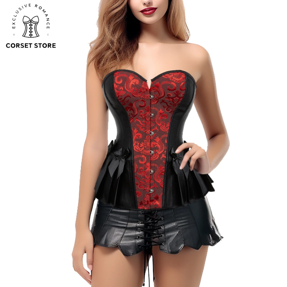 

Sexy Corset Top for Women Victorian Satin Floral Lace Up Corsets Gothic Bustiers Blue Plus Size Overbust Renaissance Korset