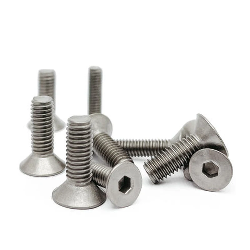 50pcs Pure Titanium DIN7991 Flat Head Countersunk Socket Screws M3*4/5/6-50 Titanium Alloy Small Bolts GR2 for Industrial Use