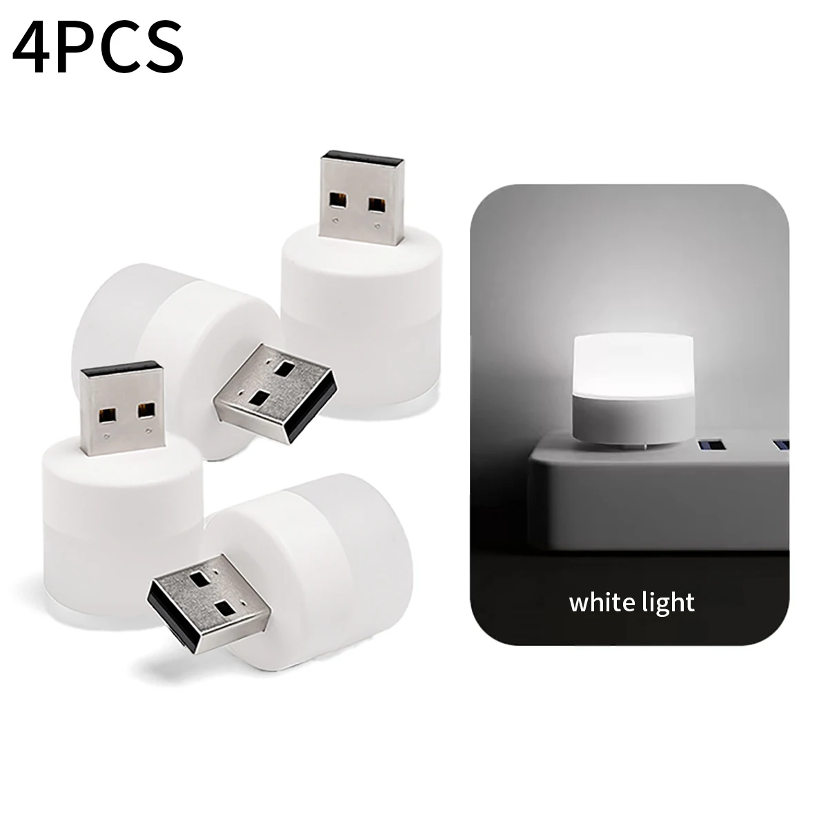 4Pcs Mini USB Night Light, Small Plug-In Led Ambient Light, USB Plug-In Night Light, Indoor Decorative Ambient Light, Suitable for Home, Living Room, Bedroom Light, Eye Protection Night Light, Bedside Lamp