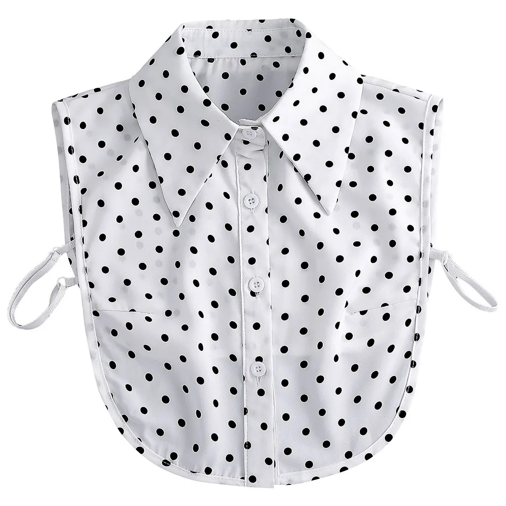 

New Detachable Fake Collar White Polka Dot Lapel Half Shirt Neckline Women Girls