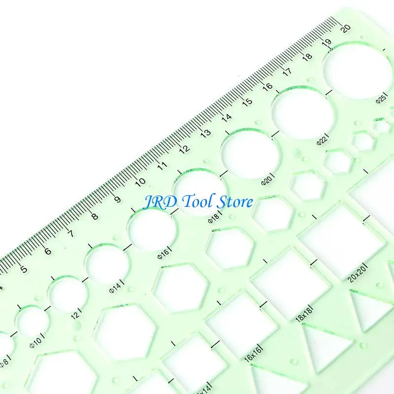 A2UD Plastic Circle Square Hexagon Geometric Template Ruler Stencil Measure Tool NEW