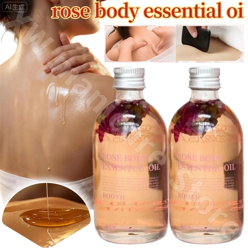 ROOTH Rose Body Essential Oil Softens Skin Moisturizes and Leaves Fragrance Can Be Used for Massage and Back Massage 100ml