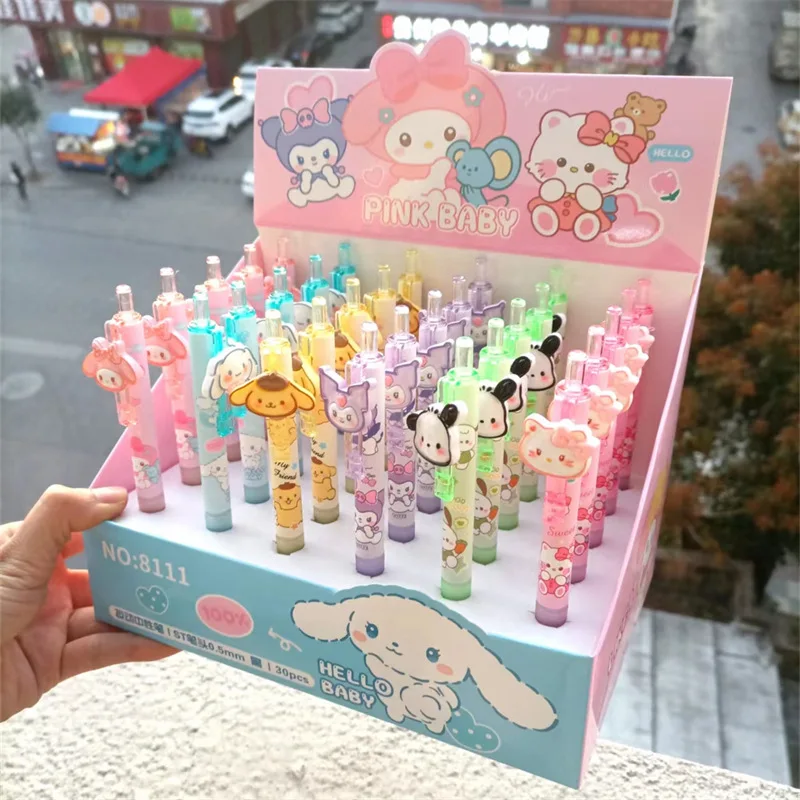 

30pcs/lot Sanrio Kuromi Melody Press Gel Pen Cute Pochacco 0.5mm Black Ink Neutral Pens Promotional Gift School Supplies