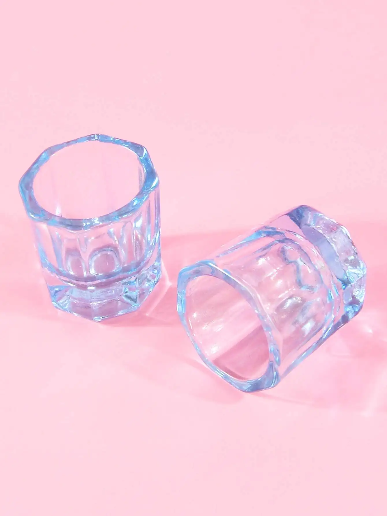 klimonla 1pc Pink Glass Crystal Cup for Acrylic Liquid Powder Nail Art Tools