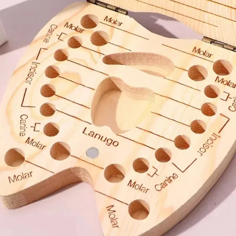 Free Personalized Wooden Deciduous Teeth Baby Storage Box Tooth Fairy Birthday Gift for Girl Boy Custom Name Milk Tooth Box