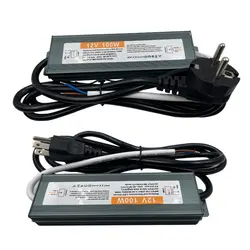 1pcs IP67 LED Transformer 100W 12V For RGBW LED Light With EU US Plug Cord 110-240V T0 12V Adapter For outdoor light