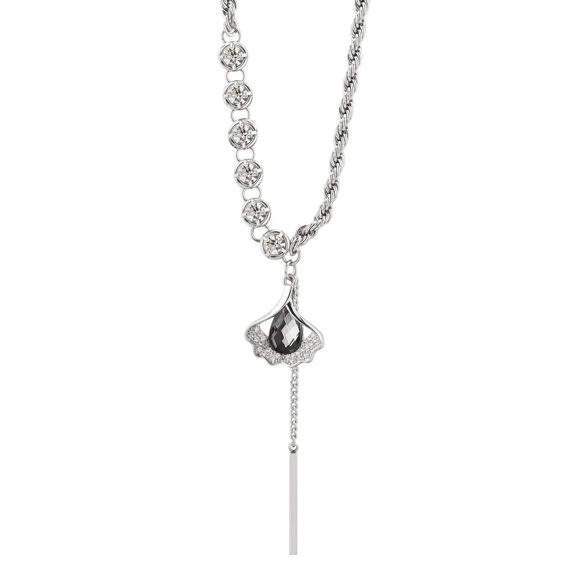 

Shu Crystal Ginkgo Leaf Tassel Women's Necklace, fashionable clothing necklace, Collarbone women's necklace