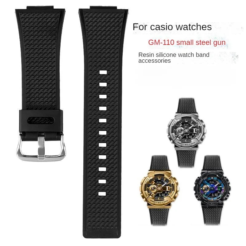 For Casio Waterproof Soft Comfortable Sweat Silicone Watch Strap G-SHOCK Series GM-110 Lock and Load Spray Resin Watchband