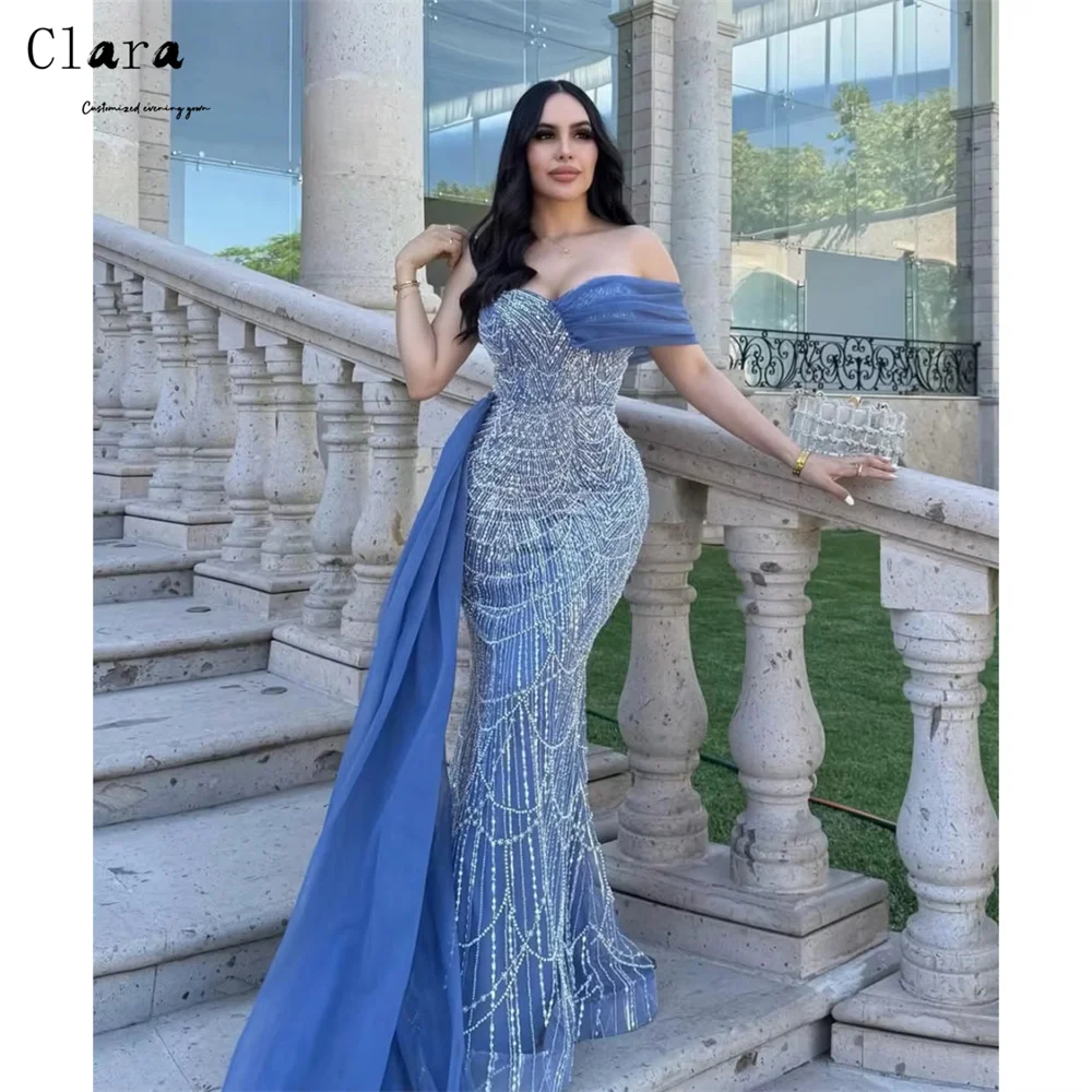 

Clara Custom Blue Beaded Fishtail Sweetheart Elegant Evening Dresses for Woman Luxury Dress 2025 Evening Dresses Ball Gown Dress