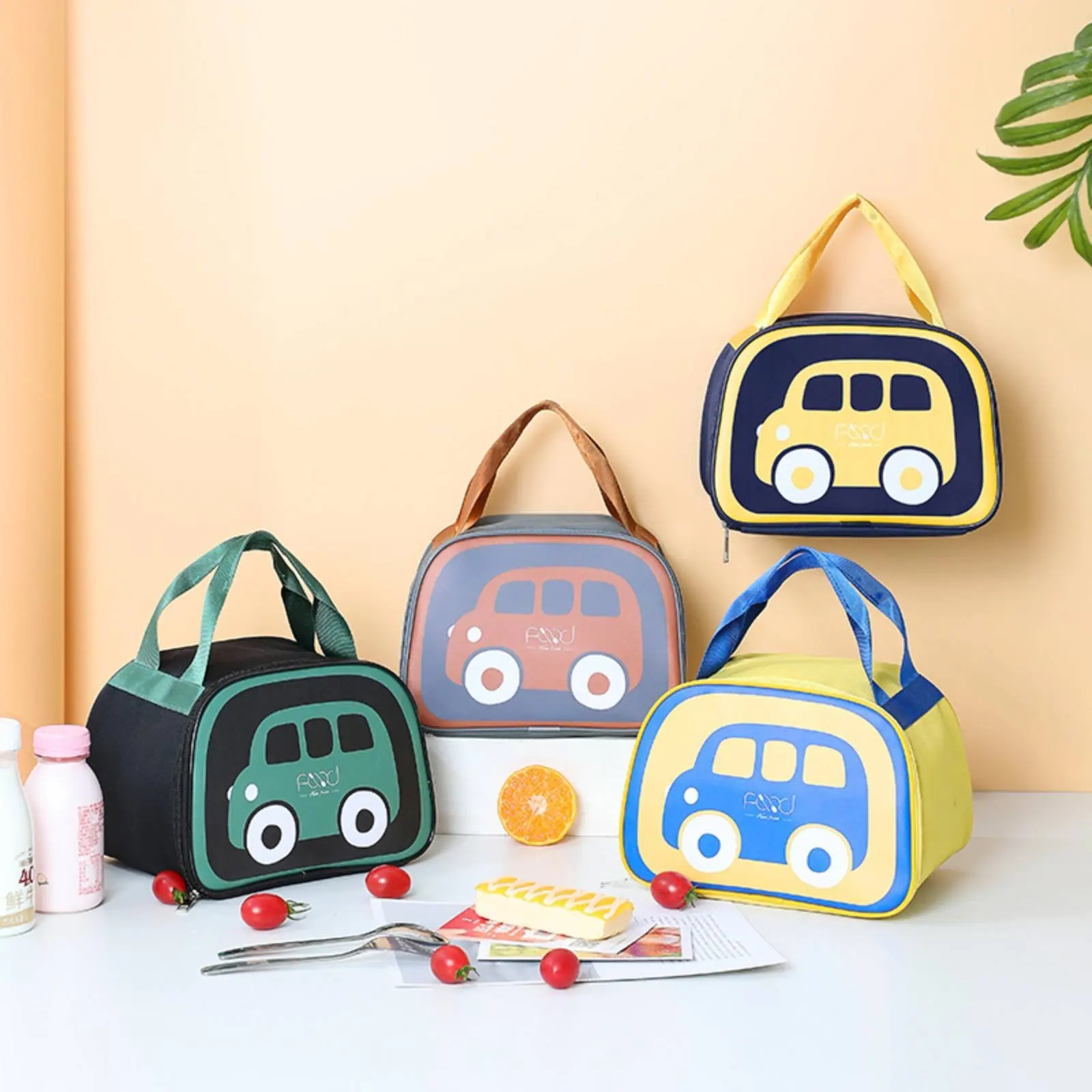 Children's Thermal Lunch Tote Large Capacity Kids Insulated Meal Tote Cartoon Bento Bag Water Resistant Waterproof for Students
