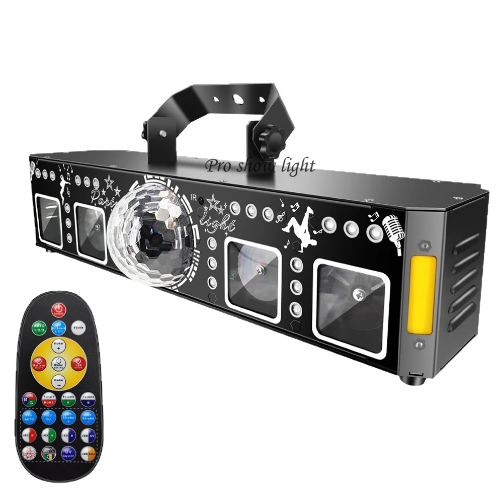 Dj Party Light 5IN1 Effect Magic Ball Lazer Light Projector Stage UV Purple Lights LED Strobe Lights For Disco Dancing Club Show