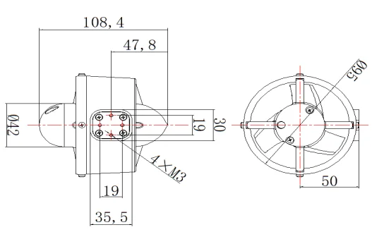 Deepwater 200m 6.5kgf thruster waterproof brushless DC motor motor ROV thruster for underwater robots M080
