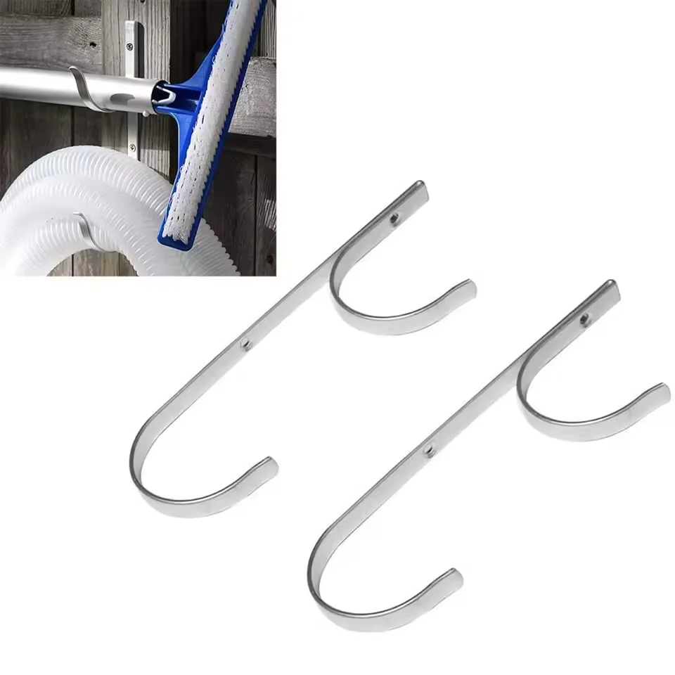 2Pcs Aluminium Pool Pole Hanger Premium Holder Set Pool Cleaning Tool Organizer