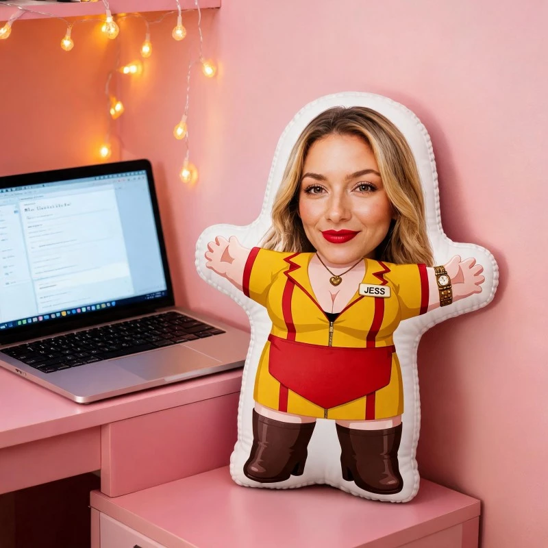 Custom Personalized Photo Face Shaped Pillow, Yellow Retro Uniform Custom Picture Decorative Cushion, Unique Home Decor Accent f