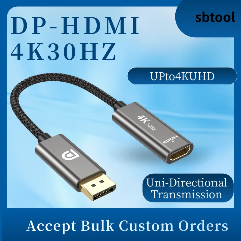 DP to HDMI Female Converter 4K@30Hz High Definition Adapter Cable for Computer Graphics Card