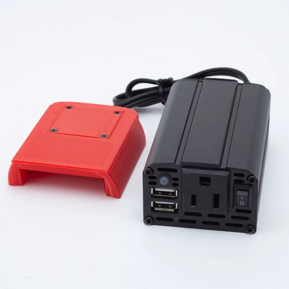 200W Power Inverter for Milwaukee 18V/20VMAX Lithium Ion ,DC 15-21V To AC 110V Powered Cordless Inverter with Dual USB 5V 2.4A