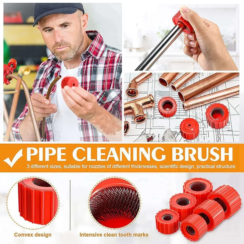 60 Pieces Copper Pipe Cleaners, Handy Sized Plumber, Tube Cleaning Brush For Copper, Copper Pipe Cleaner (3 Sizes)